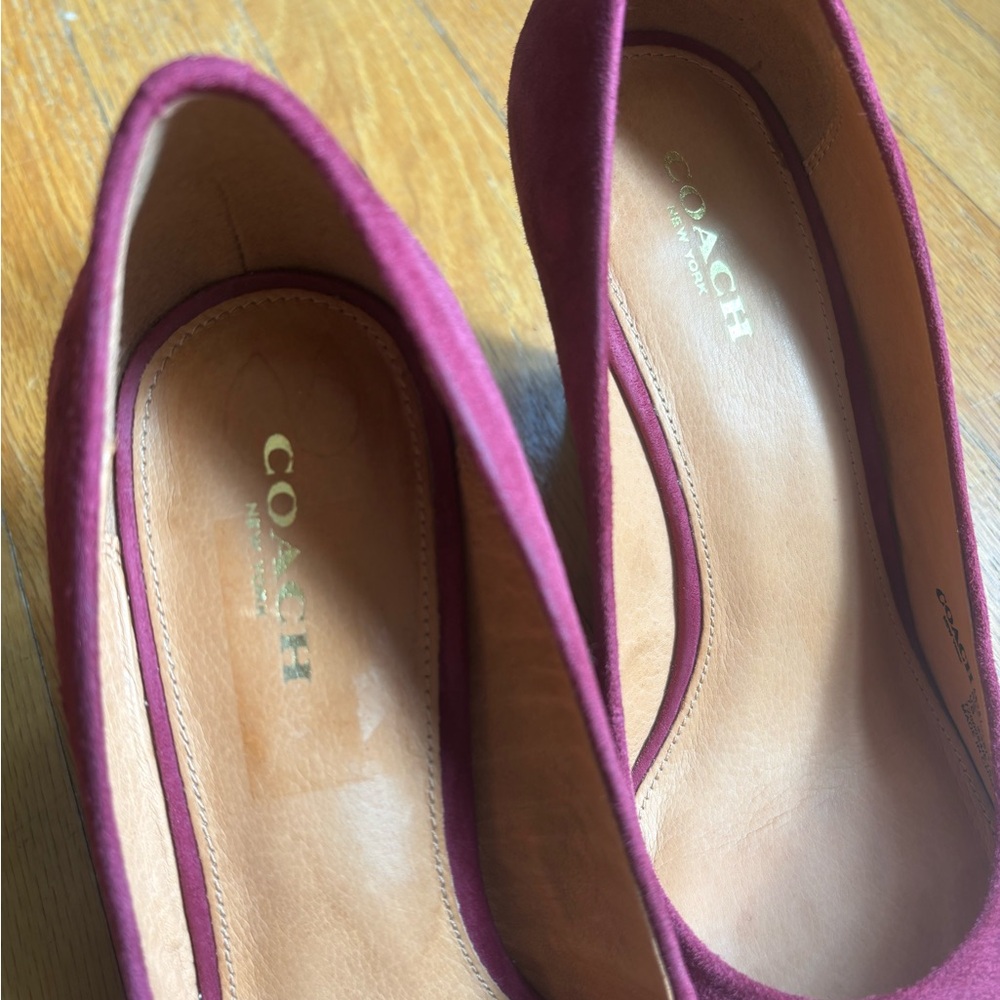 Coach Heels Purple Suede Wedge - Picture 7 of 11
